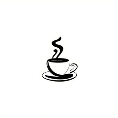 Obraz premium A stylized graphic of a coffee cup and saucer with steam.