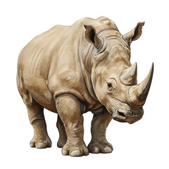 Obraz premium Detailed Illustration of a Grey Rhinoceros Wildlife on Transparent