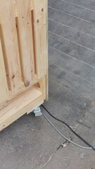 Wooden cat house with acrylic door, mesh panel and built-in litter box