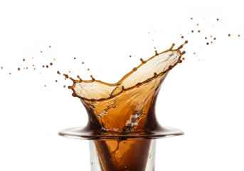 Crown Splash of Brown Liquid Isolated on Transparent Background