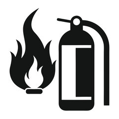 Fire extinguisher and flame icon for safety and emergency services