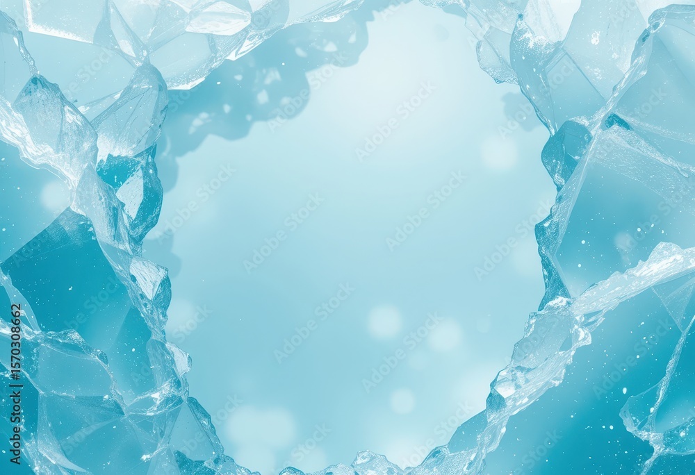 Poster text space icy background with turquoise shards and refraction, perfect for design