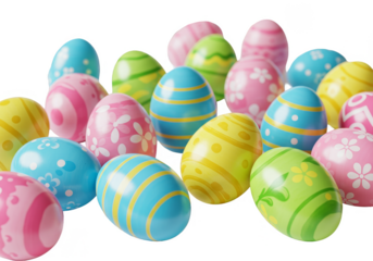 Easter Eggs Decoration for Spring Holiday Celebration Background PNG