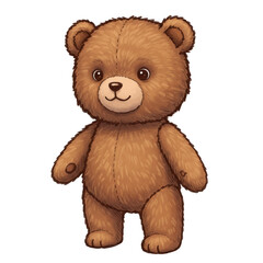 Cute Plush Teddy Bear Toy Cartoon Style Isolated Illustration