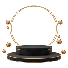 Elegant Golden Circle Podium Stage 3D Render Product Display Scene