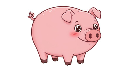 Cute Pink Pig Cartoon Illustration Transparent Background Animal Art