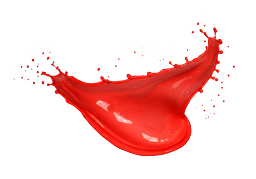 Dynamic Red Paint Splash Isolated Abstract Motion on Transparent
