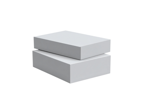 Stacked White Rectangular Prisms with Smooth Surfaces and Clean Edges.