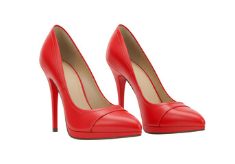 Elegant Red High Heels Shoes Stylish Footwear on Transparent Background
