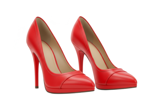Elegant Red High Heels Shoes Stylish Footwear on Transparent Background