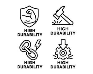 High Durability Icons Set Featuring Strength, Protection, and Resilience