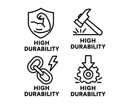 High Durability Icons Set Featuring Strength, Protection, and Resilience