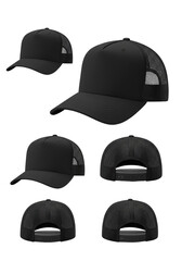 Fashionable Black Cap Apparel Headwear Style isolated PNG