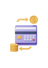 Finance Credit Card Money Transfer 3D Illustration on Transparent BG