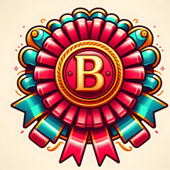 Badge ribbon with letter B in vibrant colors

