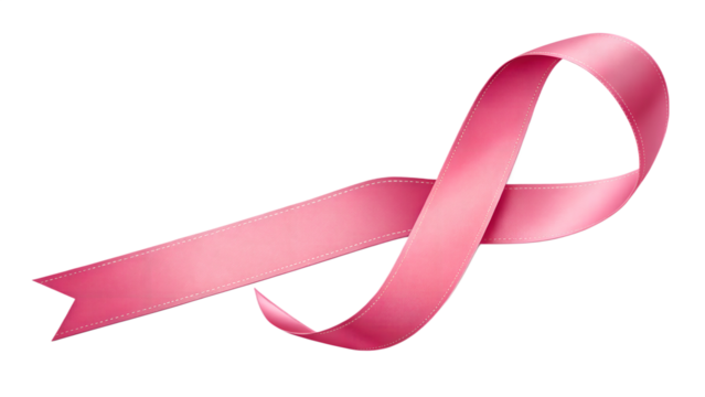  Awareness Pink Ribbon Isolated on Transparent Background PNG