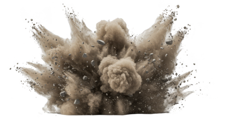 Explosion Dust Sand Cloud Burst Impact Effect PNG Transparent Background