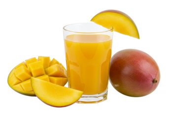 Fresh Mango Juice in Glass Transparent Tropical Sweet Fruit Drink