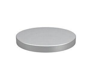Silver Metallic Round Platform Display Stand on Black Background.