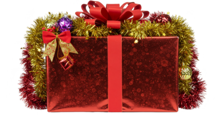 Festive Christmas Gift with Bow Transparent PNG for Holiday Season
