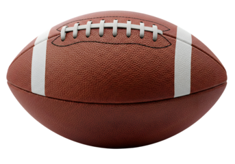 Close Up of Brown Leather American Football on Transparent Backdrop