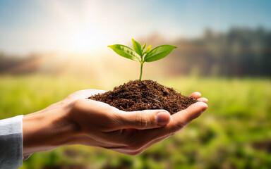 hands holding a plant