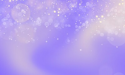 Purple Background With Bokeh Stars. Abstract Light Blurred Soft Romantic Background