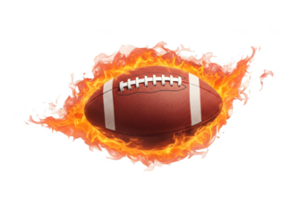 Fiery Football with Flames Illustration on Transparent Background