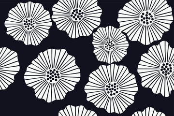 Abstract floral seamless pattern, suitable for fashion design, decoration, fabric, wallpaper and printing on purple-gray background