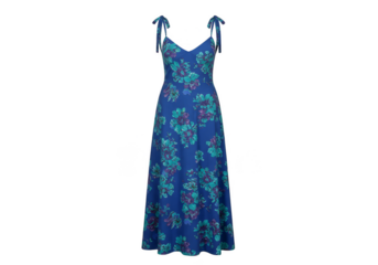 Floral Pattern Blue Dress Isolated for Fashionable Apparel and Style