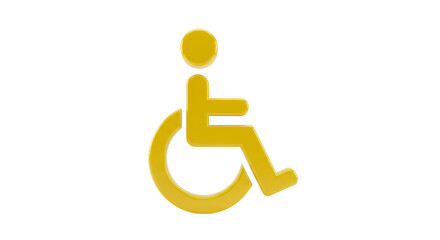 Golden 3D Handicap Wheelchair Access Icon Symbol Public Signage