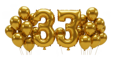 Golden 33 Balloons Celebration Party Number Anniversary Decoration