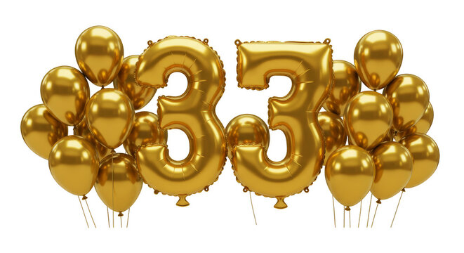 Golden 33 Balloons Celebration Party Number Anniversary Decoration