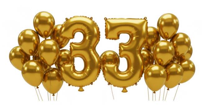 Golden 33 Balloons Celebration Party Number Anniversary Decoration