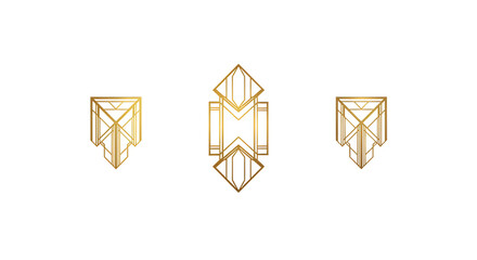 Golden Geometric Shapes Ornament Element Design Transparent Background