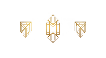 Golden Geometric Shapes Ornament Element Design Transparent Background