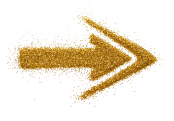 Golden Glitter Arrow Right Illustration Sparkle Metallic Sign