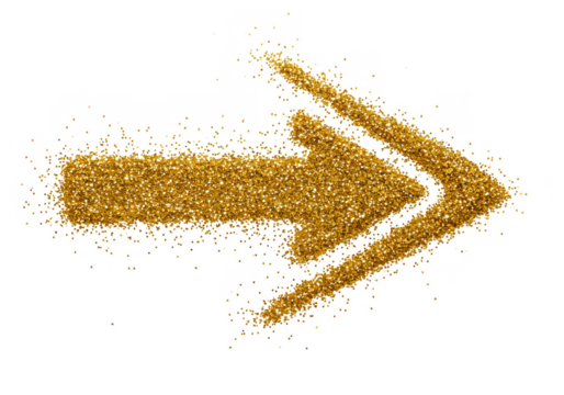 Golden Glitter Arrow Right Illustration Sparkle Metallic Sign