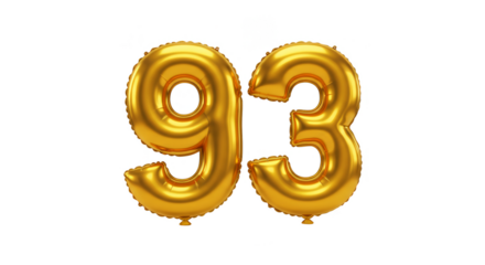Golden Ninety-Three Balloon Number Party Decoration on Transparent