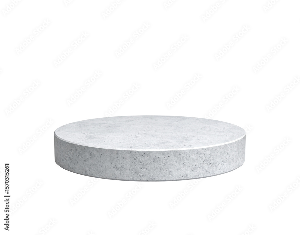 Poster round concrete display platform with rough texture and minimalist design.