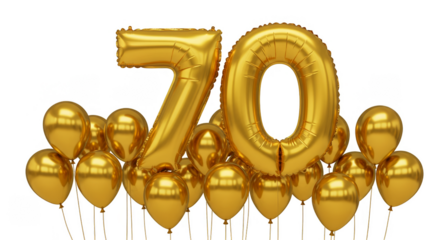 Golden Seventy Balloons Number Celebration Decoration Party Background