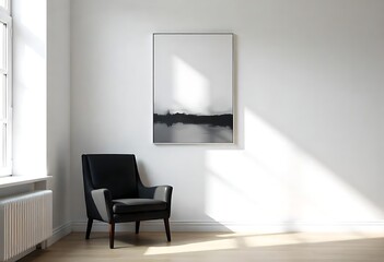 Generative AI Minimalist room with AI generated artwork