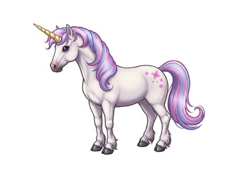 Cute Cartoon Unicorn with Pink Stars Transparent Background Animal