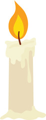 Flat Vector Illustration of Melting Candle with Burning Flame – Minimal Decorative Icon for Holiday and Spiritual Themes