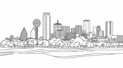 Naklejka premium Outline drawing of a city skyline.