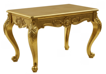 Golden Carved Table Isolated Luxury Vintage Antique Style Furniture