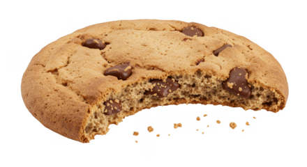 Delicious Bitten Chocolate Chip Cookie Sweet Snack Isolated Background