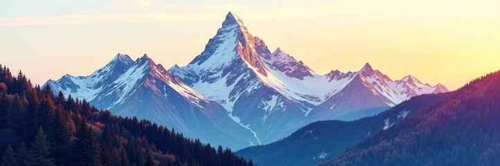 Abstract hand-drawn mountain range, contemporary art style , stylish, sketch