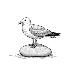 Obraz premium Illustration of Isolated White Seagull Bird with Transparent BG PNG