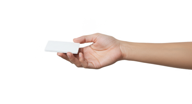 Holding White Card Hand Isolated Presenting Business Transparent PNG